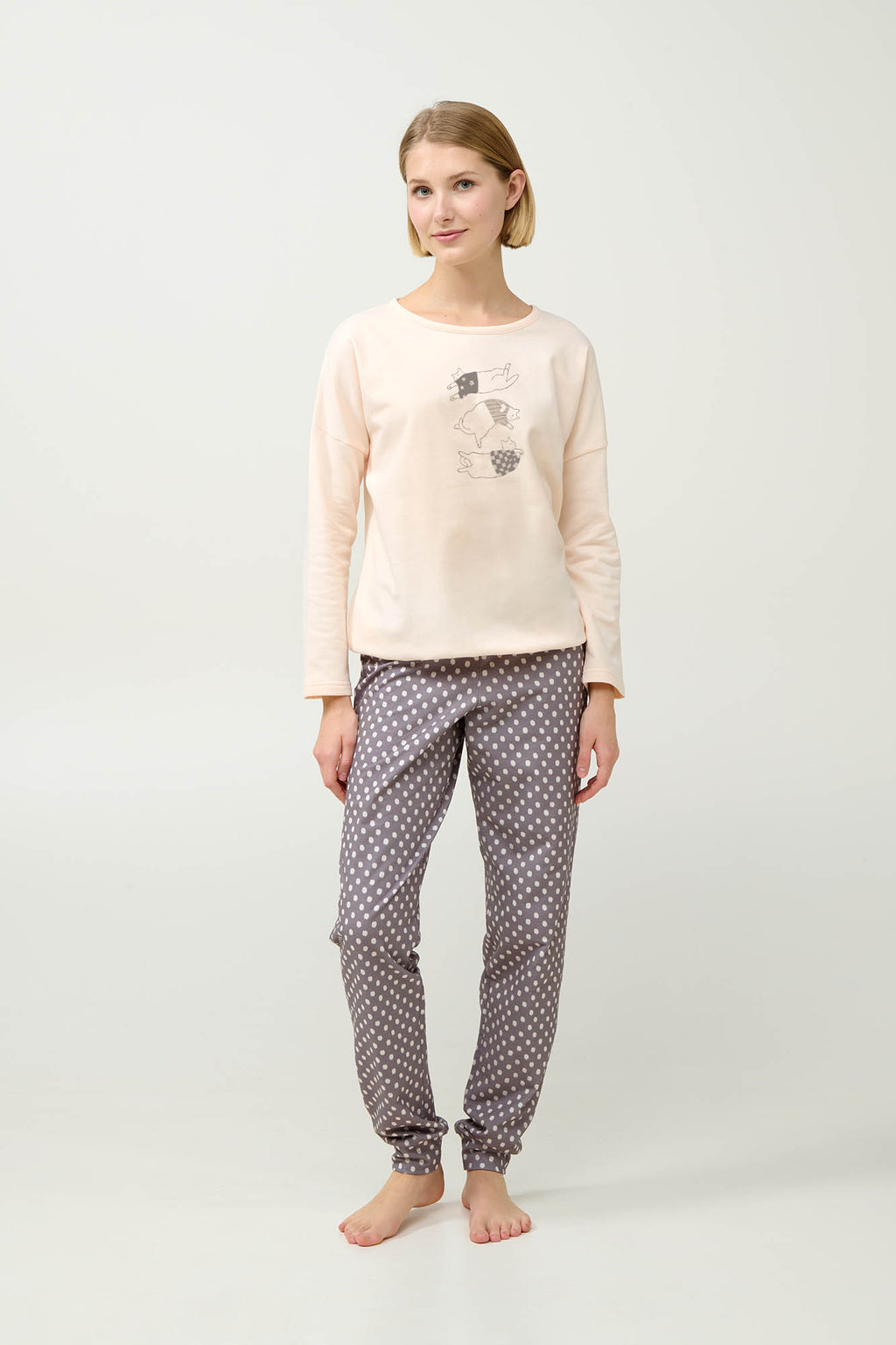 Vamp - Γυναικεία Φούτερ Πυτζάμα με Μανσέτες