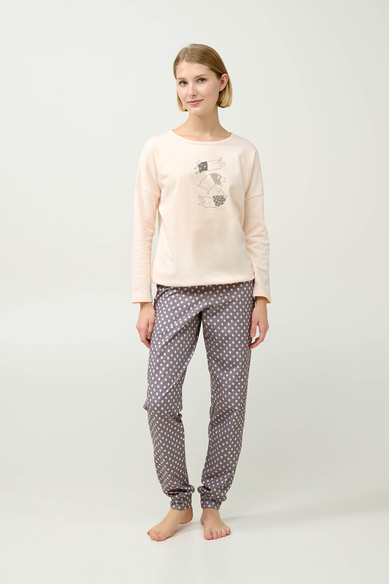 Vamp - Γυναικεία Φούτερ Πυτζάμα με Μανσέτες