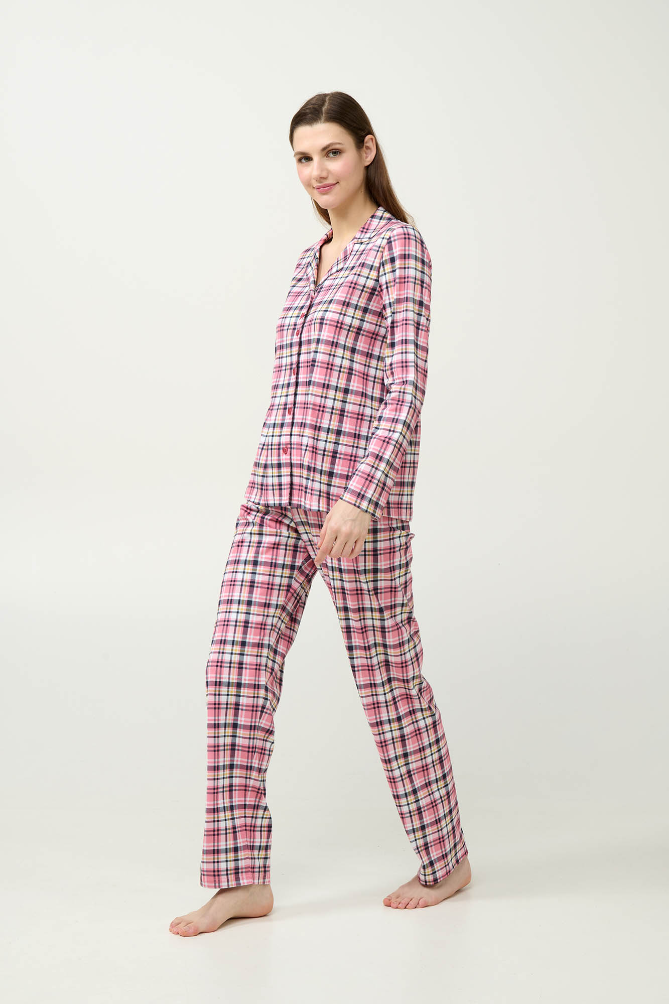 Vamp - Κουμπωτή Καρό Γυναικεία Πυτζάμα