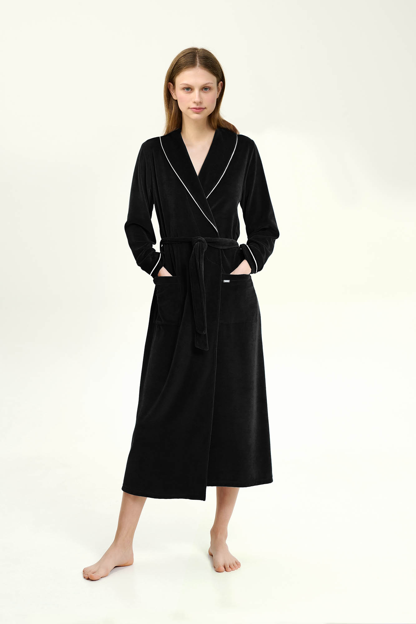 Vamp - Γυναικεία Σταυρωτή Velvet Ρόμπα