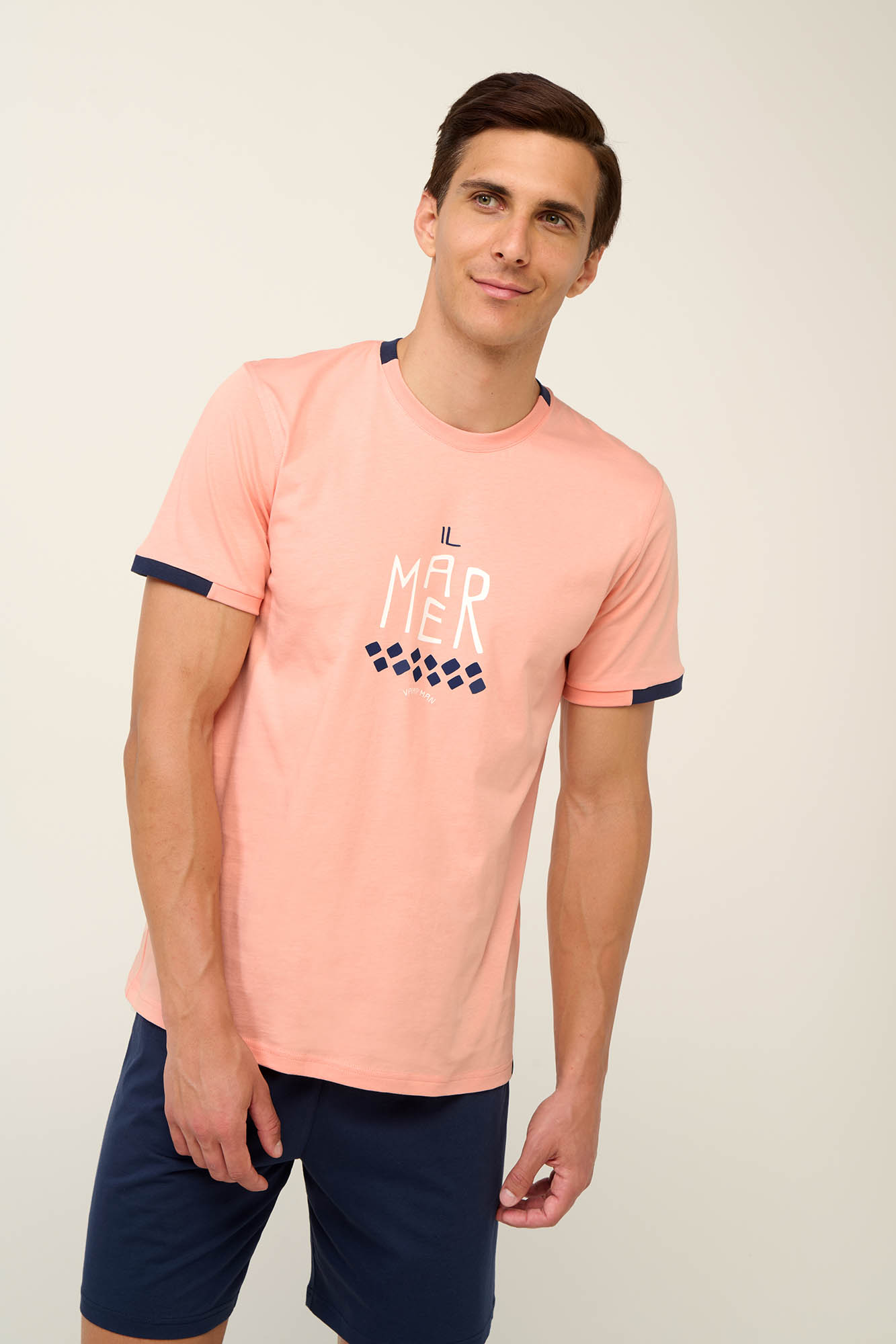 Vamp - Βαμβακερή Ανδρική Πυτζάμα με Κοντό Παντελόνι