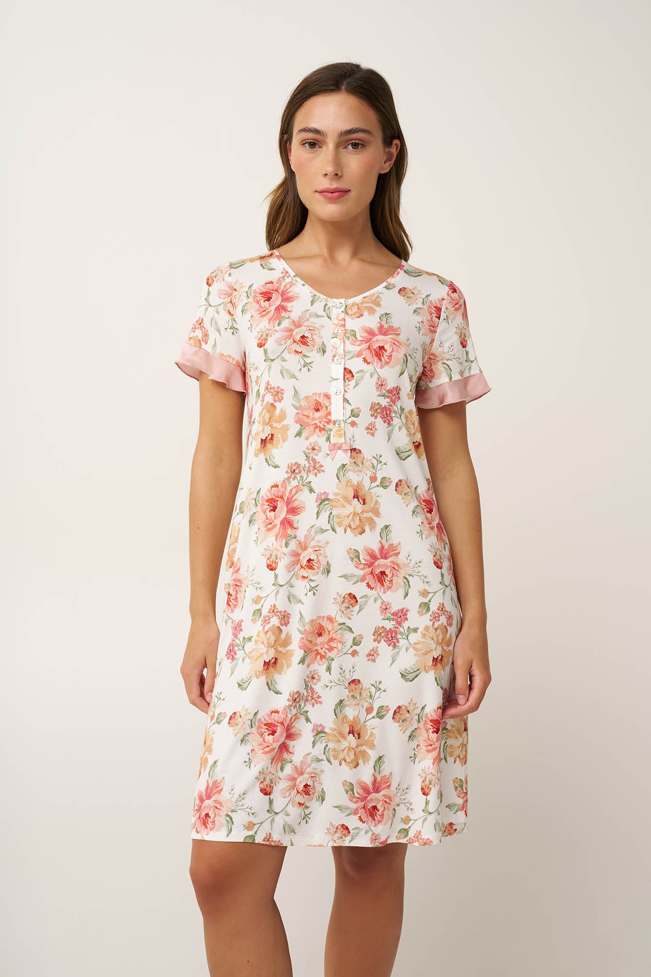 Vamp - Micromodal Φλοράλ Νυχτικό με Πατιλέτα