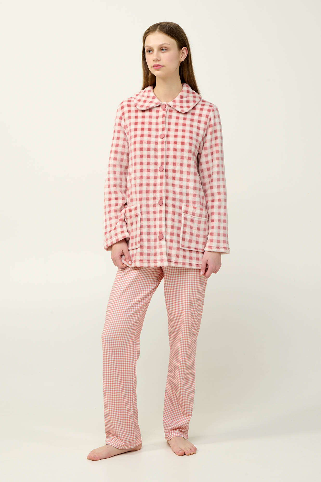 Vamp - Γυναικεία Fleece Ρόμπα με Κουμπιά