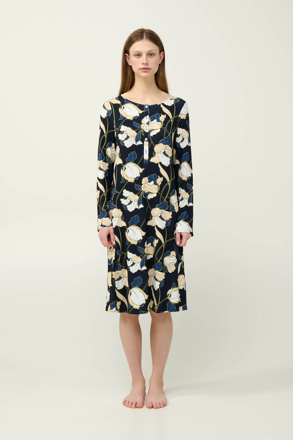 Vamp - Φλοράλ Νυχτικό Viscose με Πατιλέτα