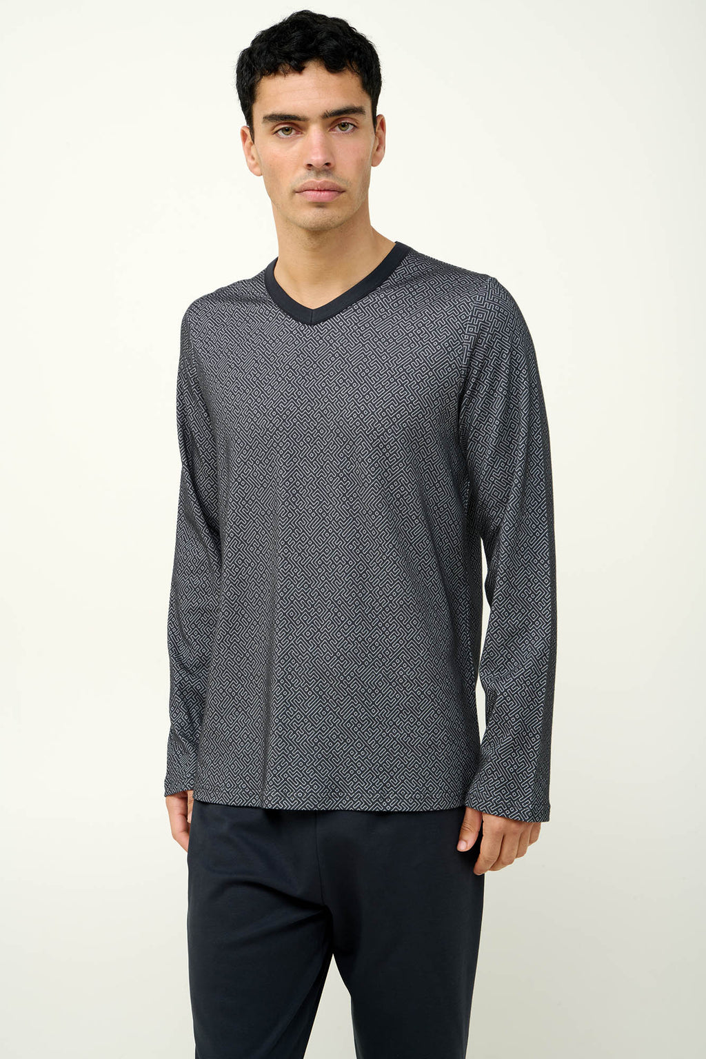 Vamp - Ανδρική Βαμβακερή Πυτζάμα με V Λαιμόκοψη