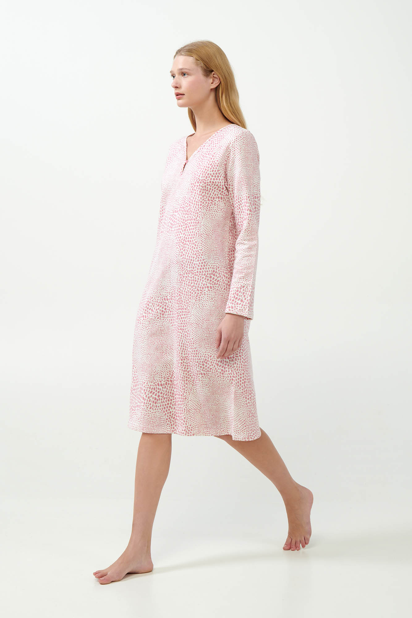 Vamp - Λεοπάρ Νυχτικό Φούτερ με V Λαιμόκοψη