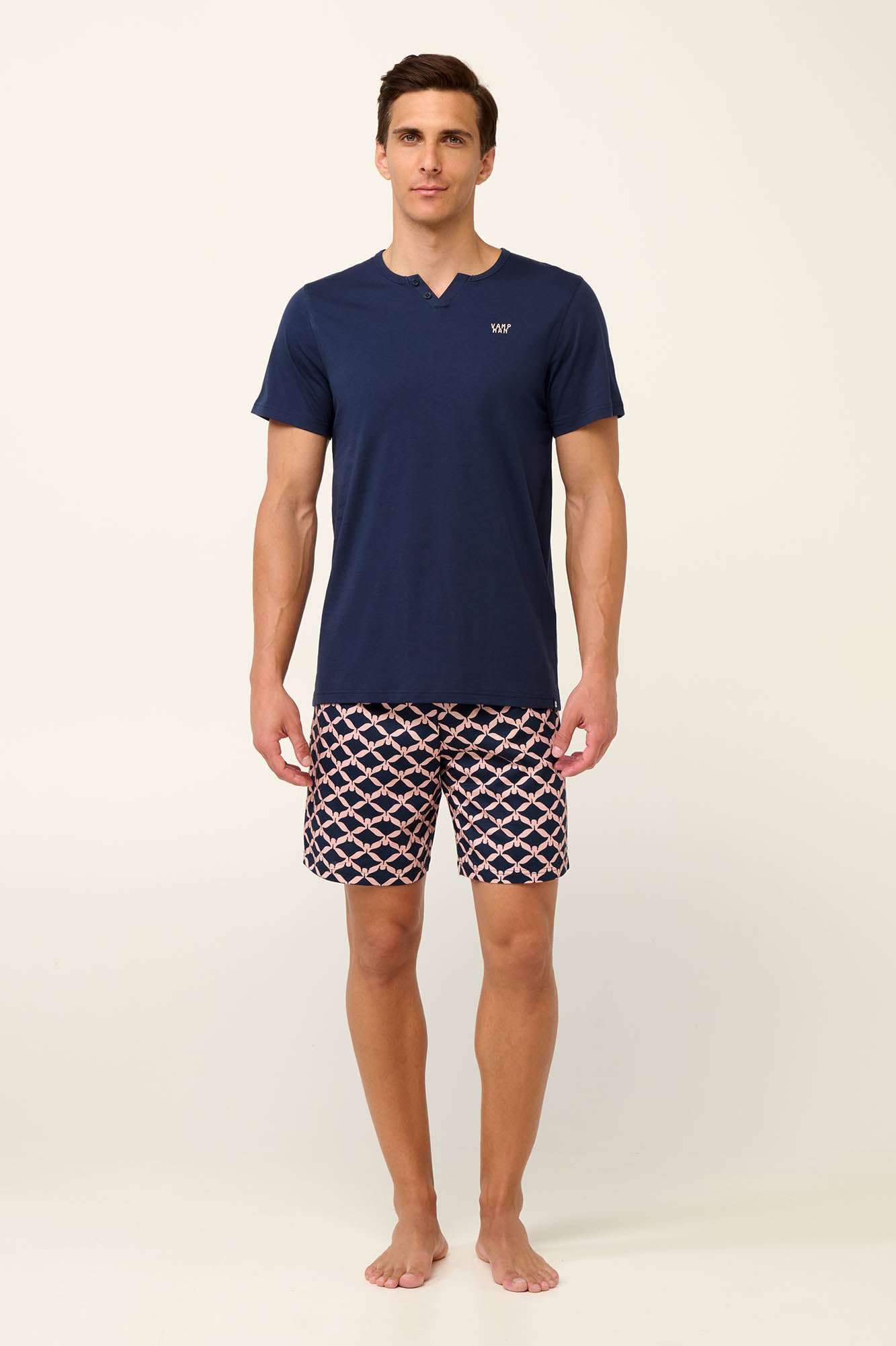 Vamp - Βαμβακερή Ανδρική Πυτζάμα με Κοντό Μανίκι