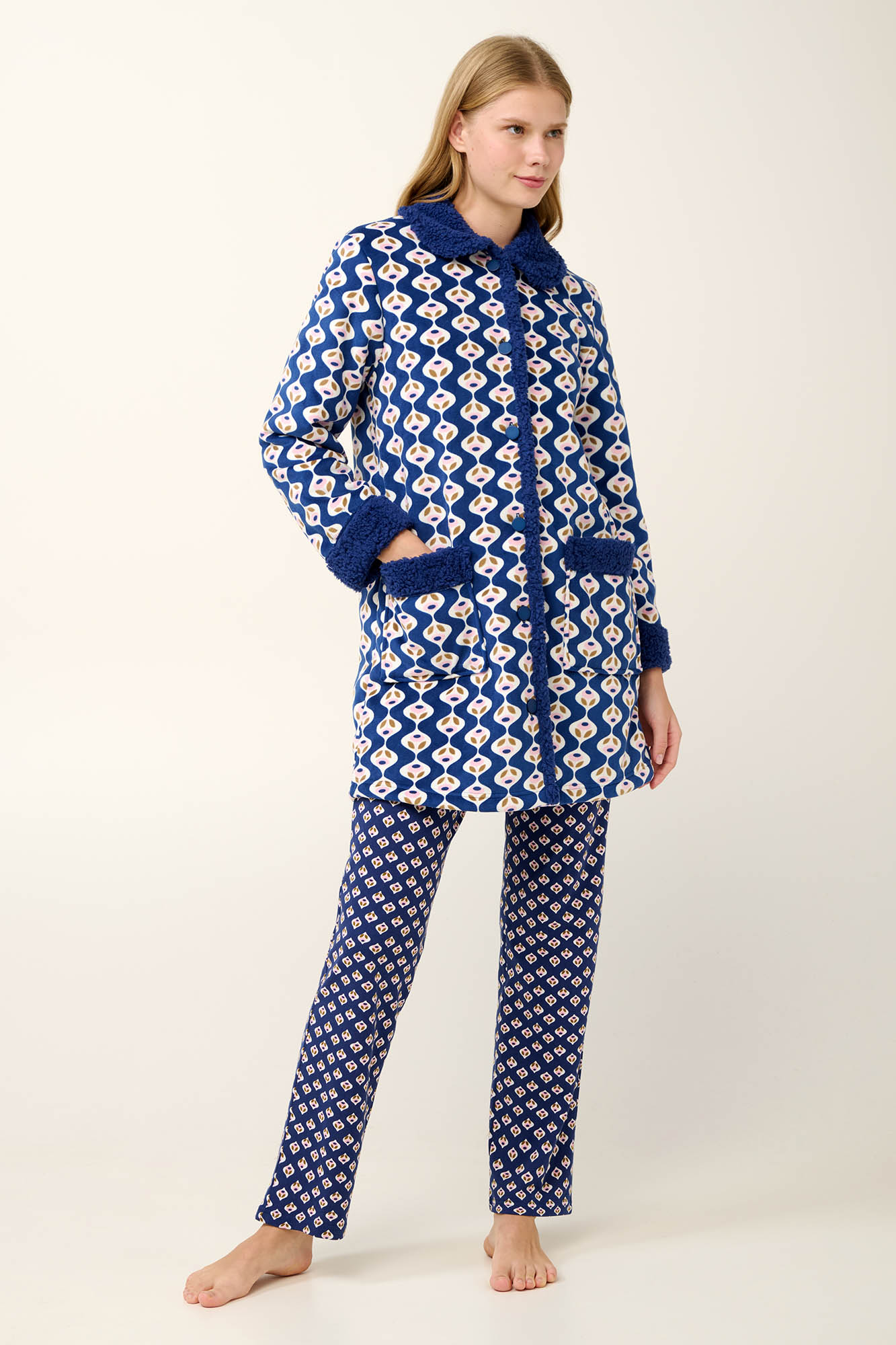 Vamp - Γυναικεία Ρόμπα Fleece με Κουμπιά