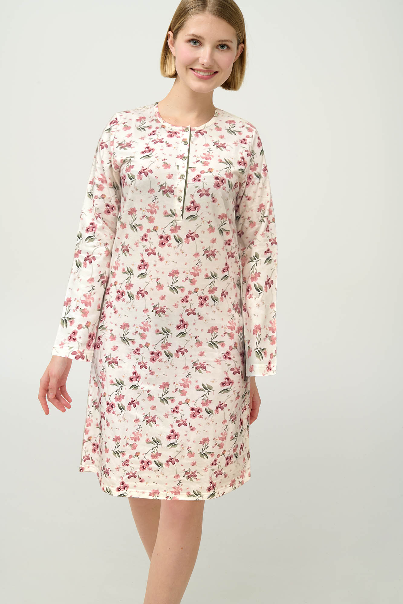 Vamp - Φλοράλ Φούτερ Νυχτικό με Πατιλέτα