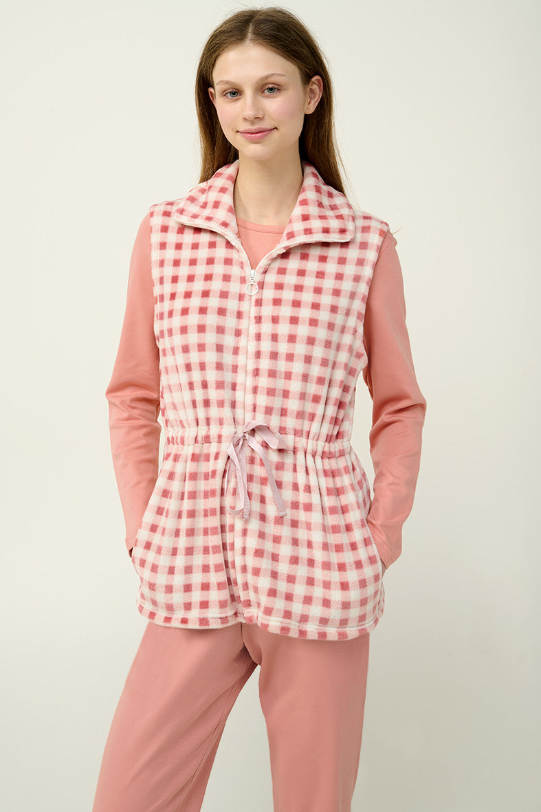 Vamp - Γυναικείο Καρό Fleece Γιλέκο