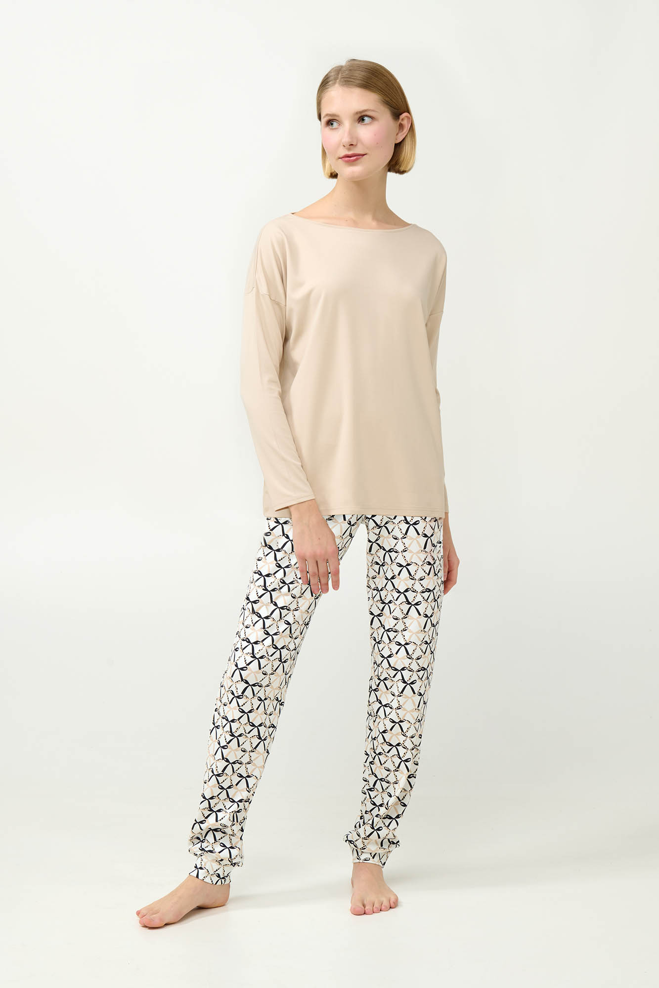 Vamp - Γυναικεία Βαμβακερή Πυτζάμα με Μανσέτες