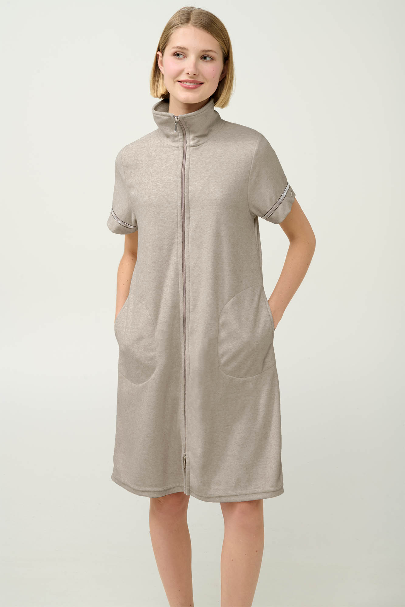 Vamp - Γυναικείο Frottee Ρόμπα με Κοντό Μανίκι