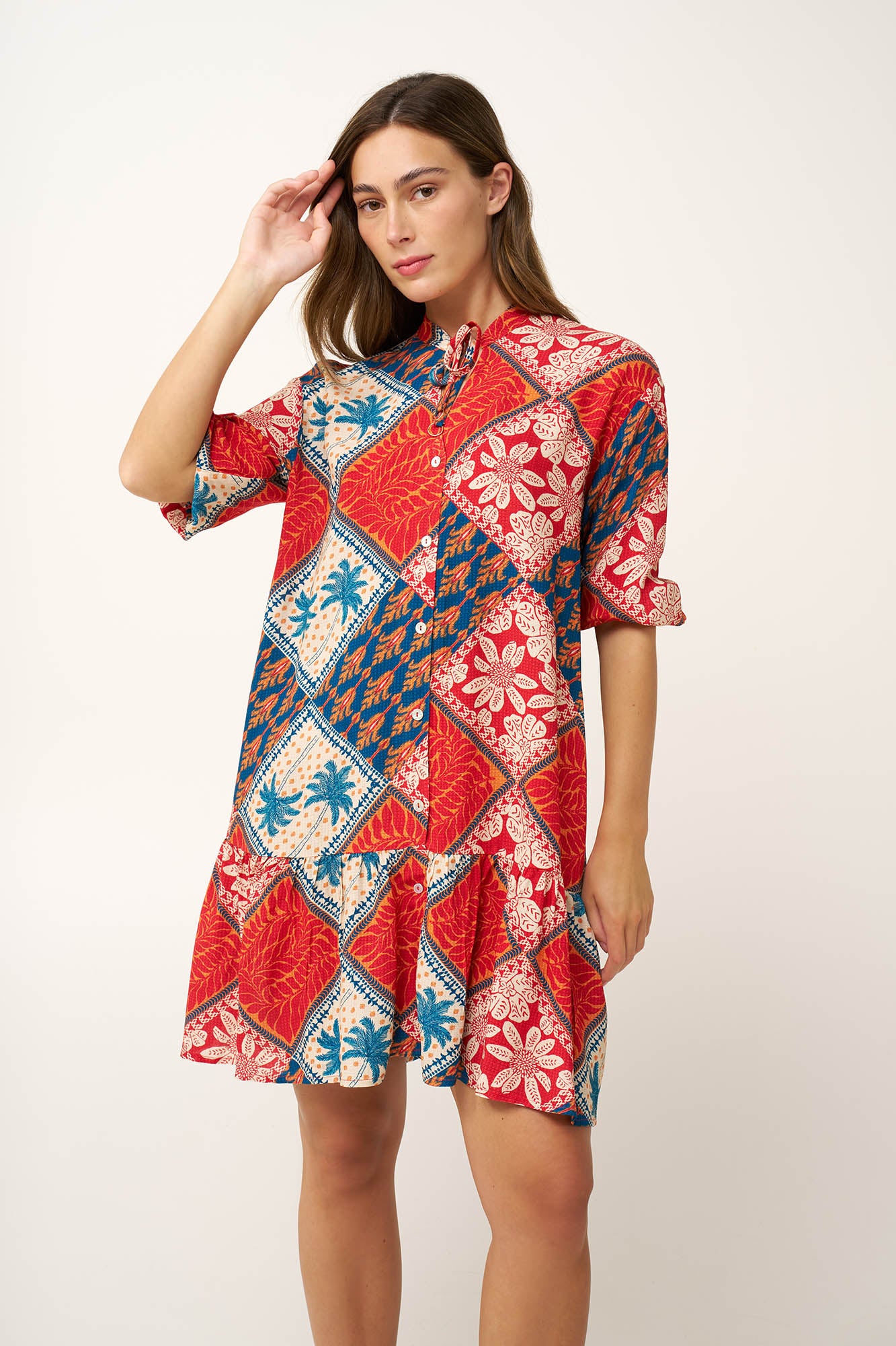 Vamp - Καλοκαιρινό Κουμπωτό Φόρεμα από Ποπλίνα