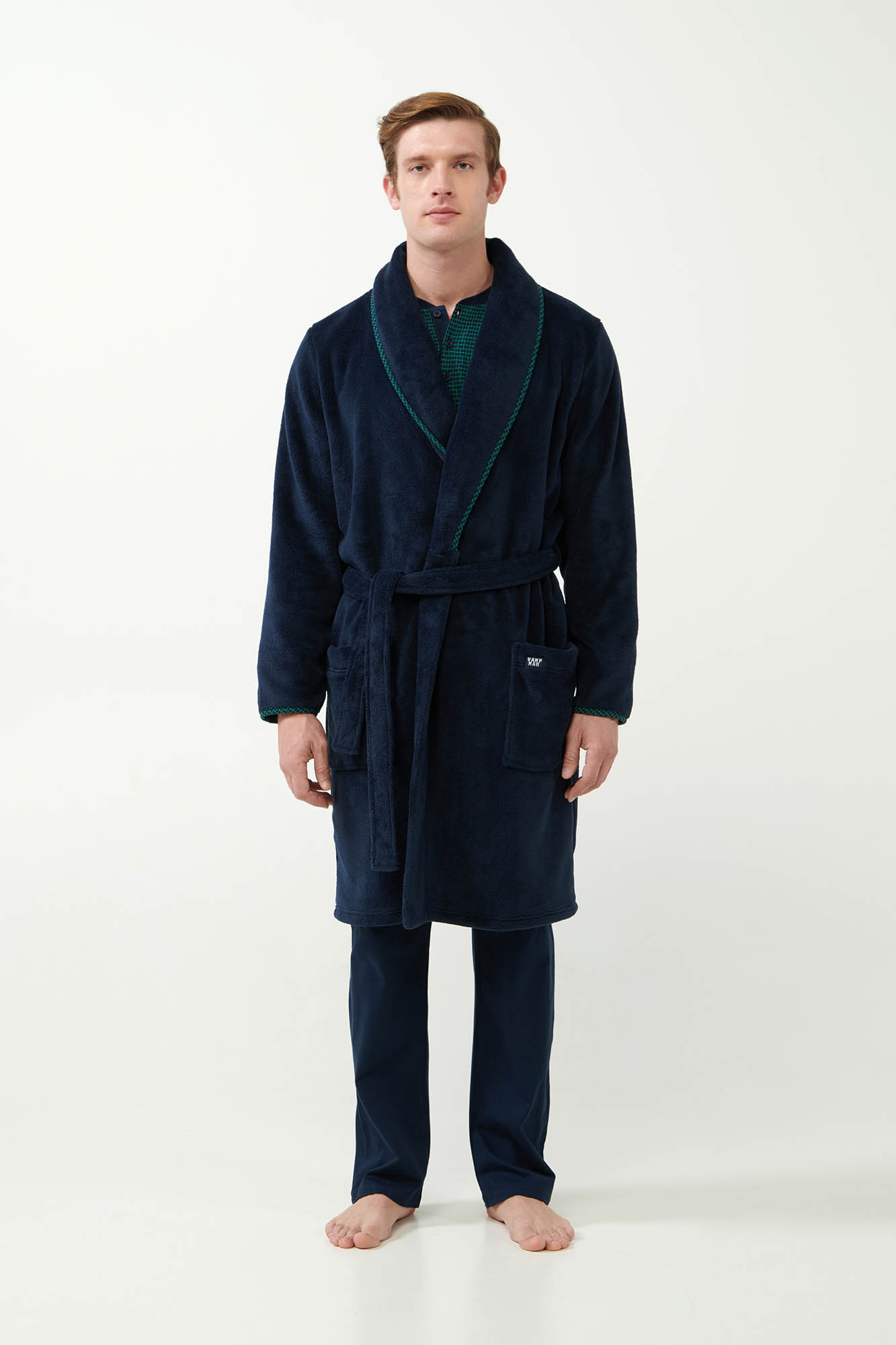 Vamp - Μακριά Σταυρωτή Fleece Ρόμπα