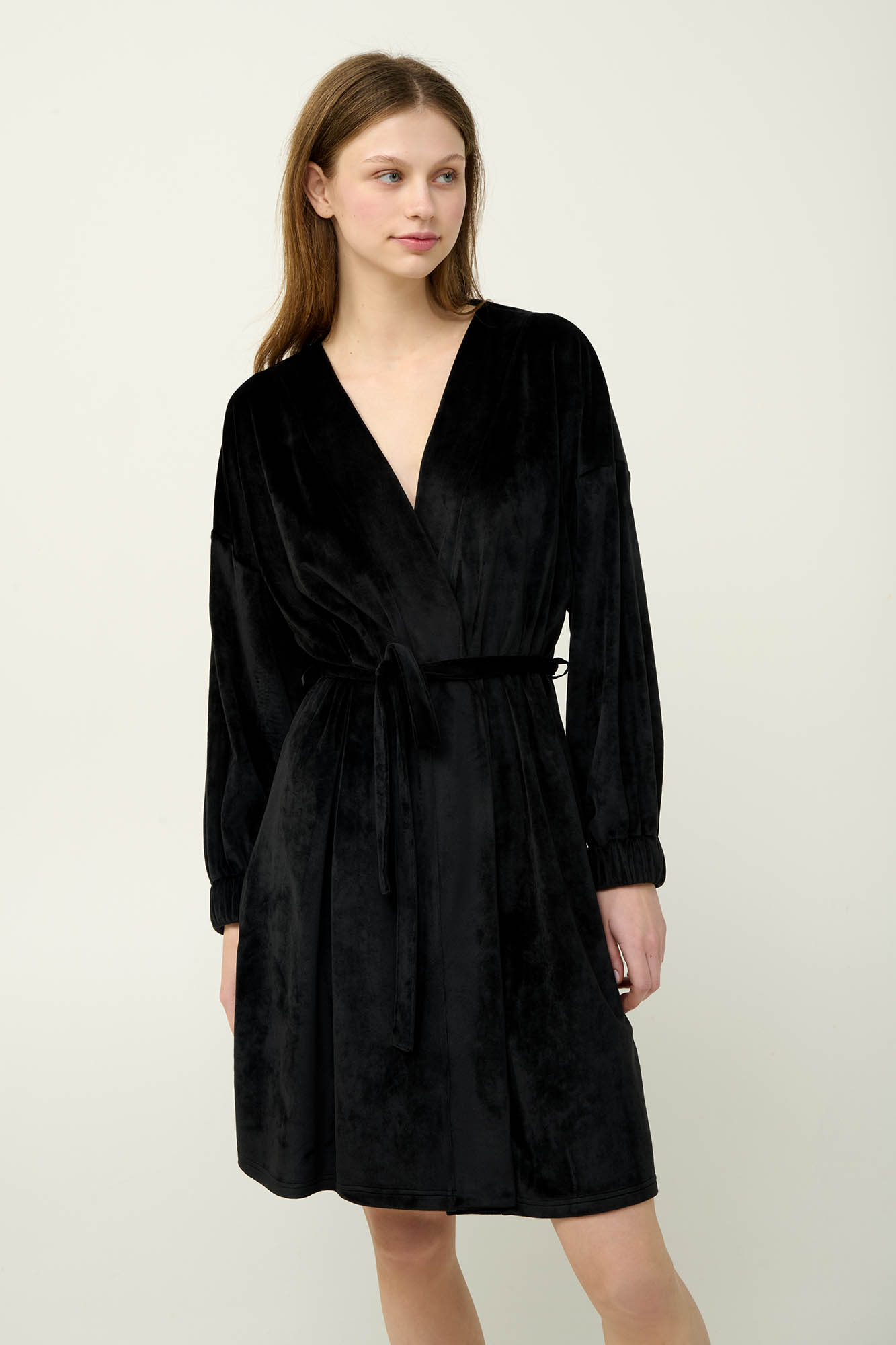 Vamp - Μονόχρωμη Γυναικεία Velvet Ρόμπα