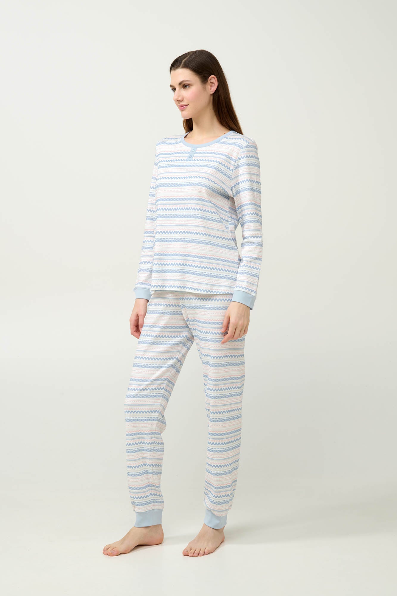 Vamp - Γυναικεία Βαμβακερή Πυτζάμα με Μανσέτες