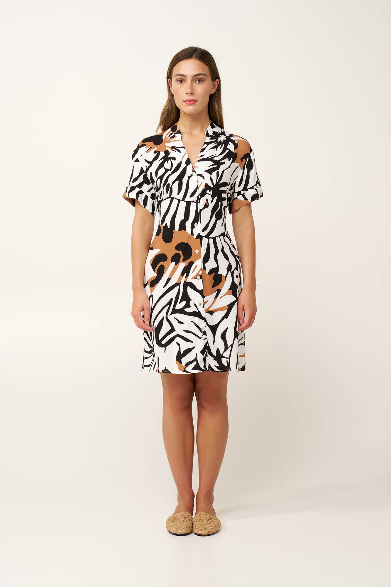 Vamp - Καλοκαιρινό Κουμπωτό Φόρεμα από Ποπλίνα