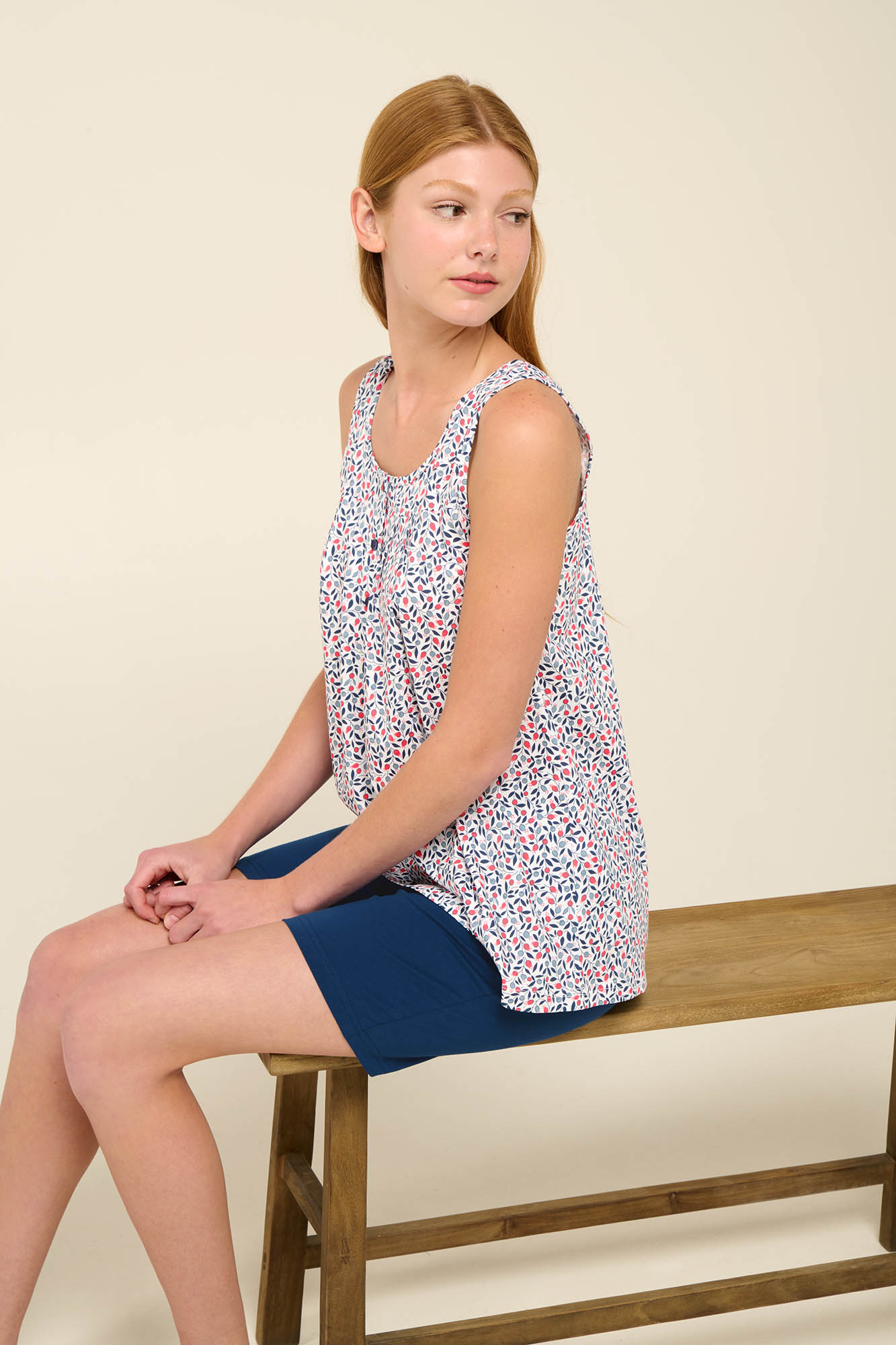 Vamp - Βαμβακερή Γυναικεία Πυτζάμα με Κοντό Παντελόνι