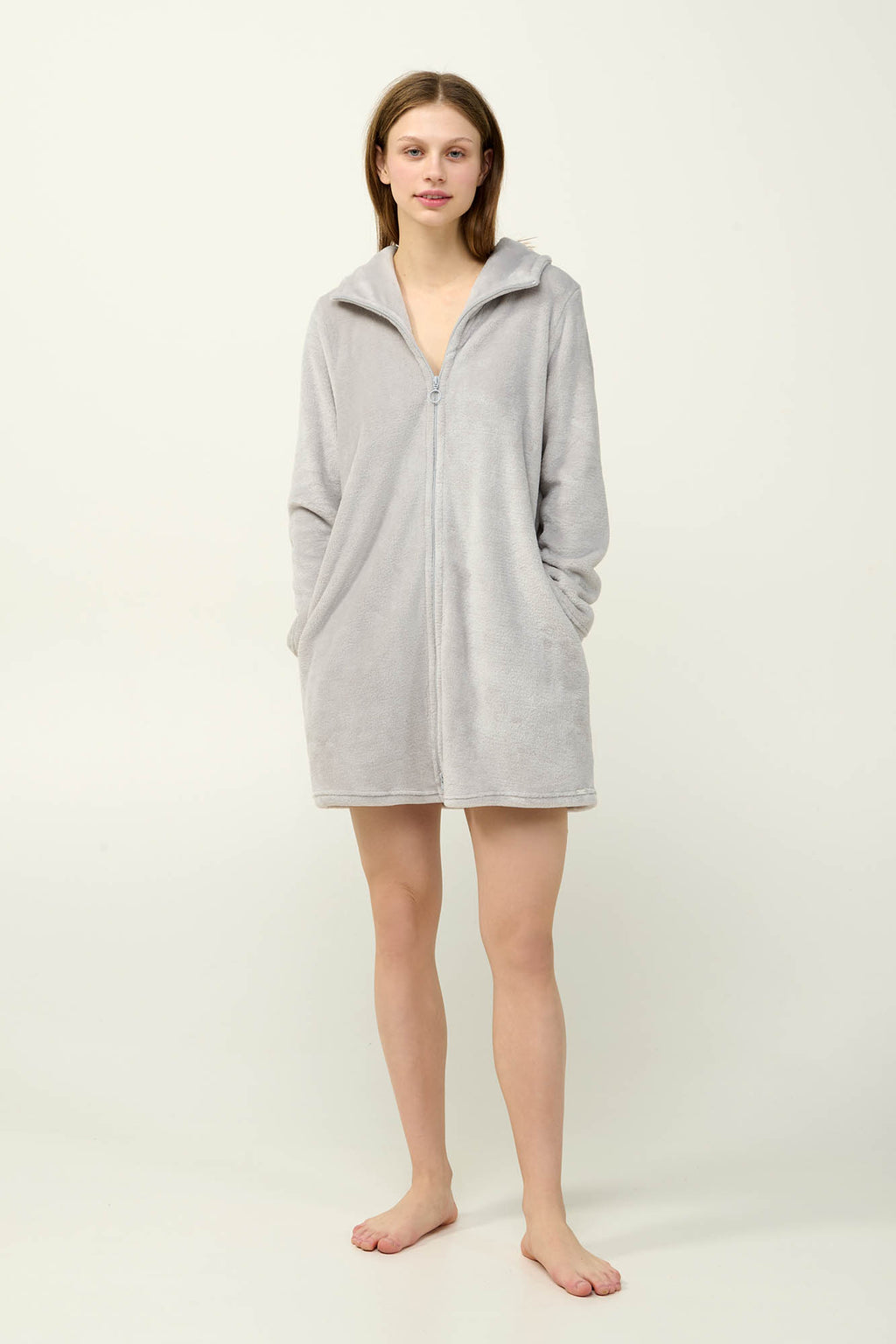 Vamp - Γυναικεία Fleece Ρόμπα με Φερμουάρ