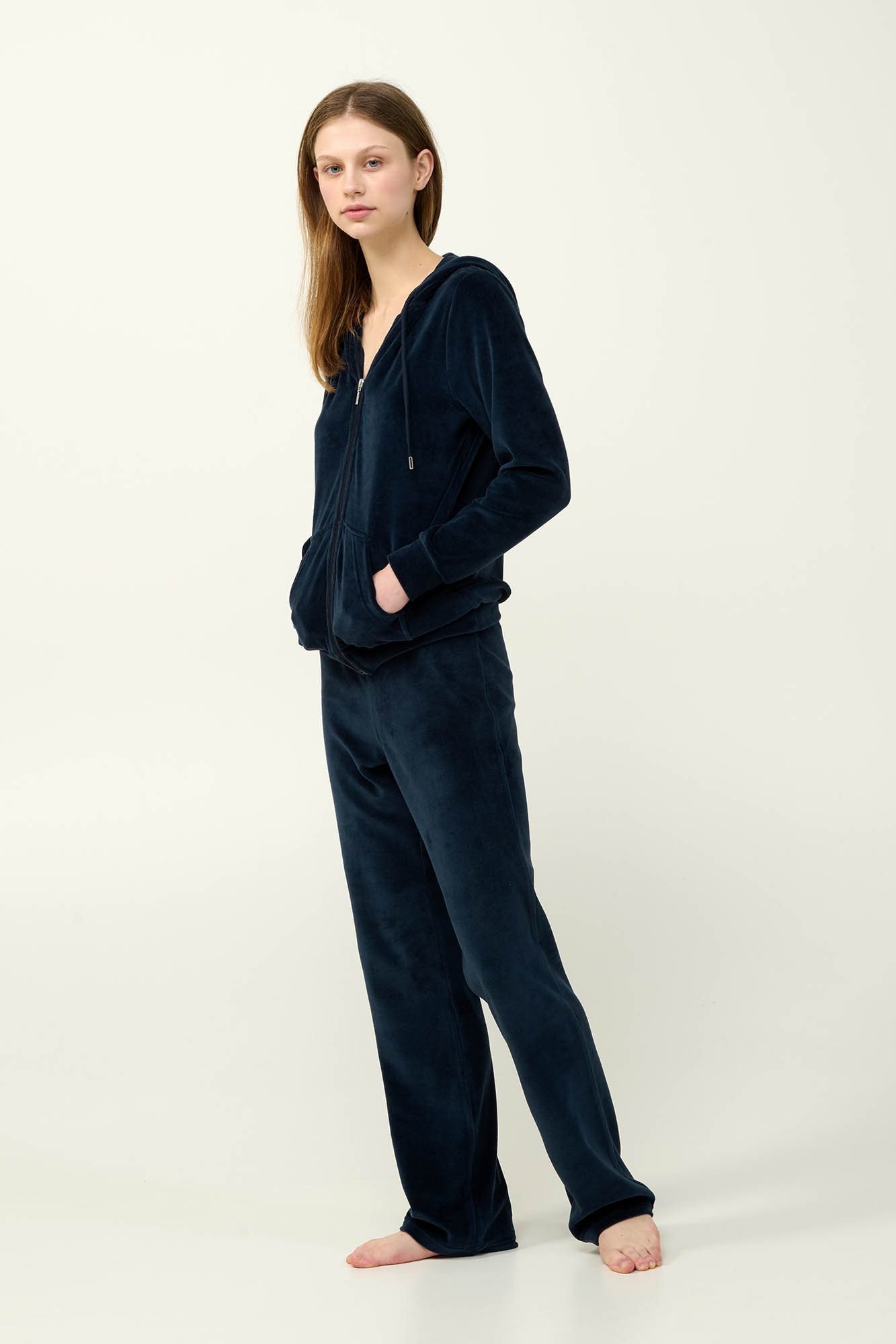 Vamp - Γυναικεία Velvet Φόρμα με Κουκούλα