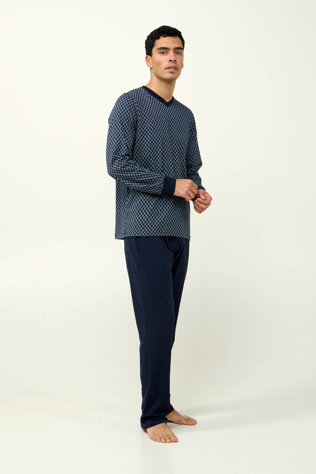 Vamp - Ανδρική Βαμβακερή Πυτζάμα με V Λαιμόκοψη