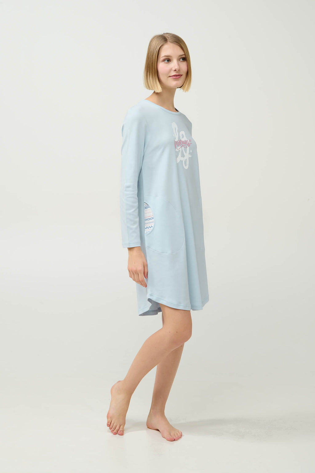 Vamp - Γυναικείο Βαμβακερό Νυχτικό με Τσέπες