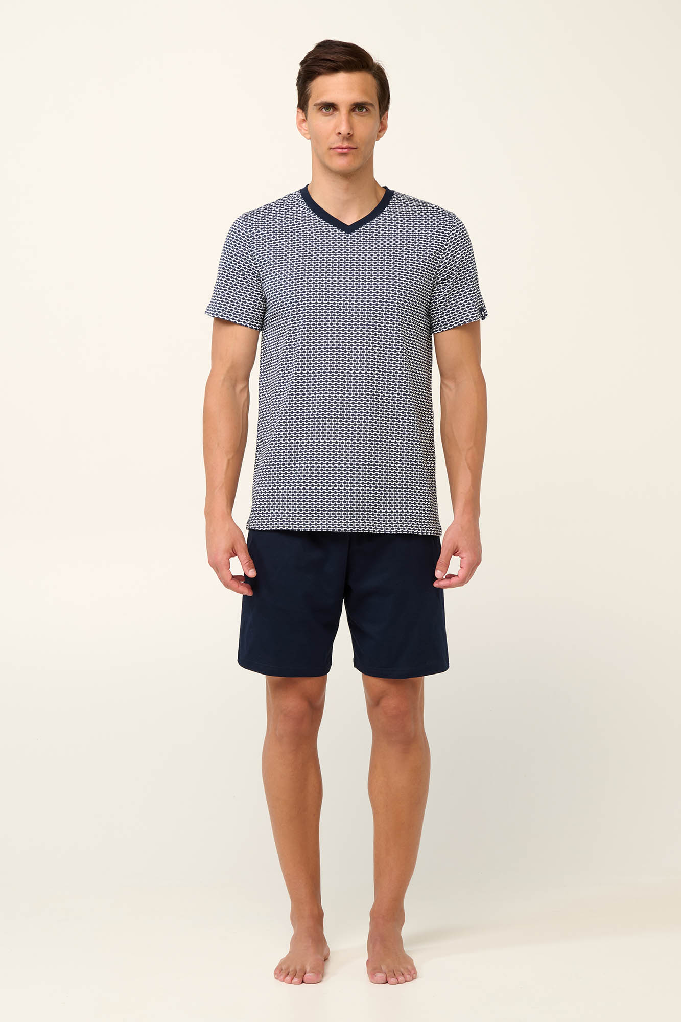Vamp - Βαμβακερή Ανδρική Πυτζάμα με V Λαιμόκοψη