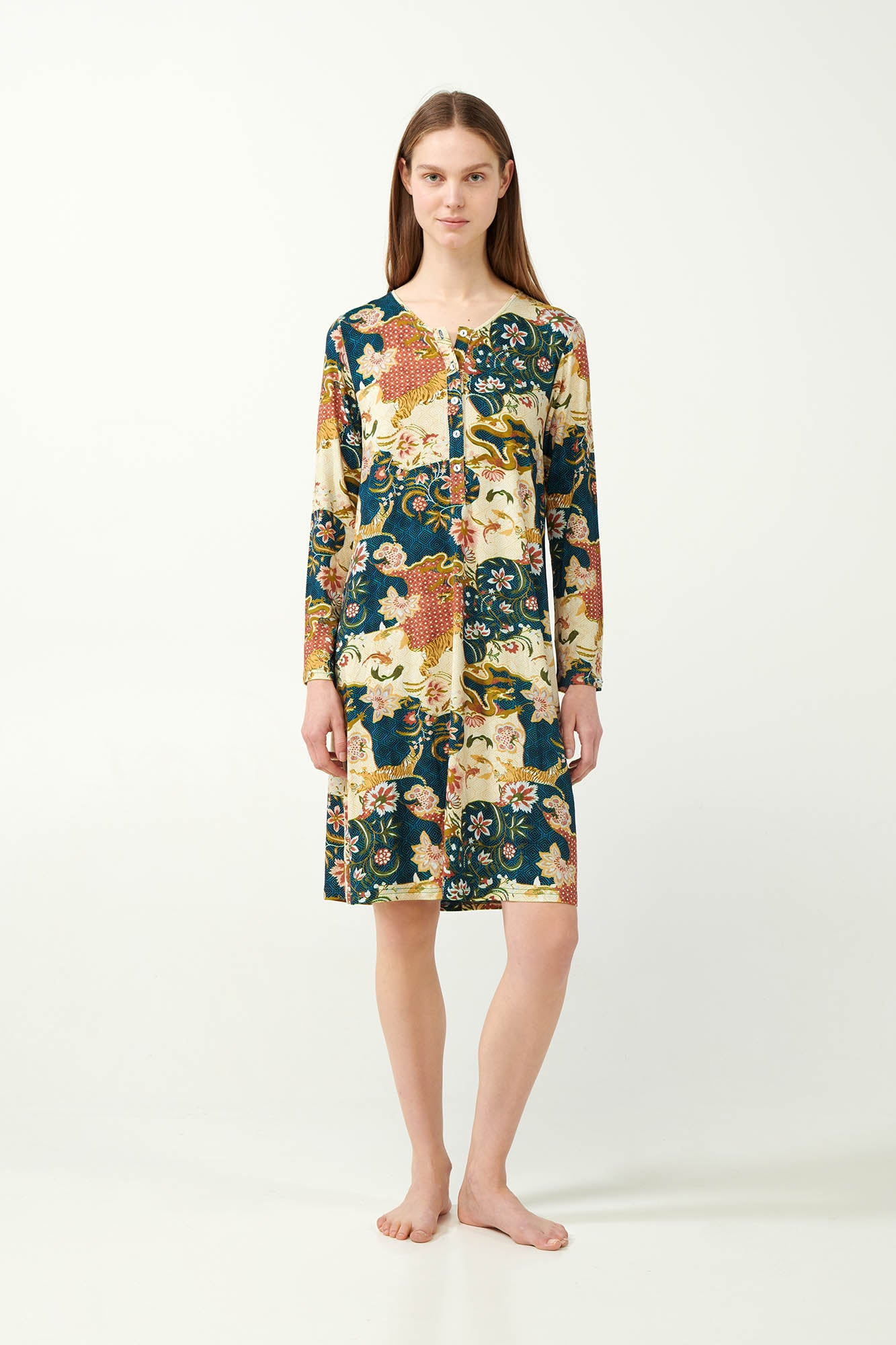 Vamp - Ιαπωνικό Φλοράλ Νυχτικό με Πατιλέτα