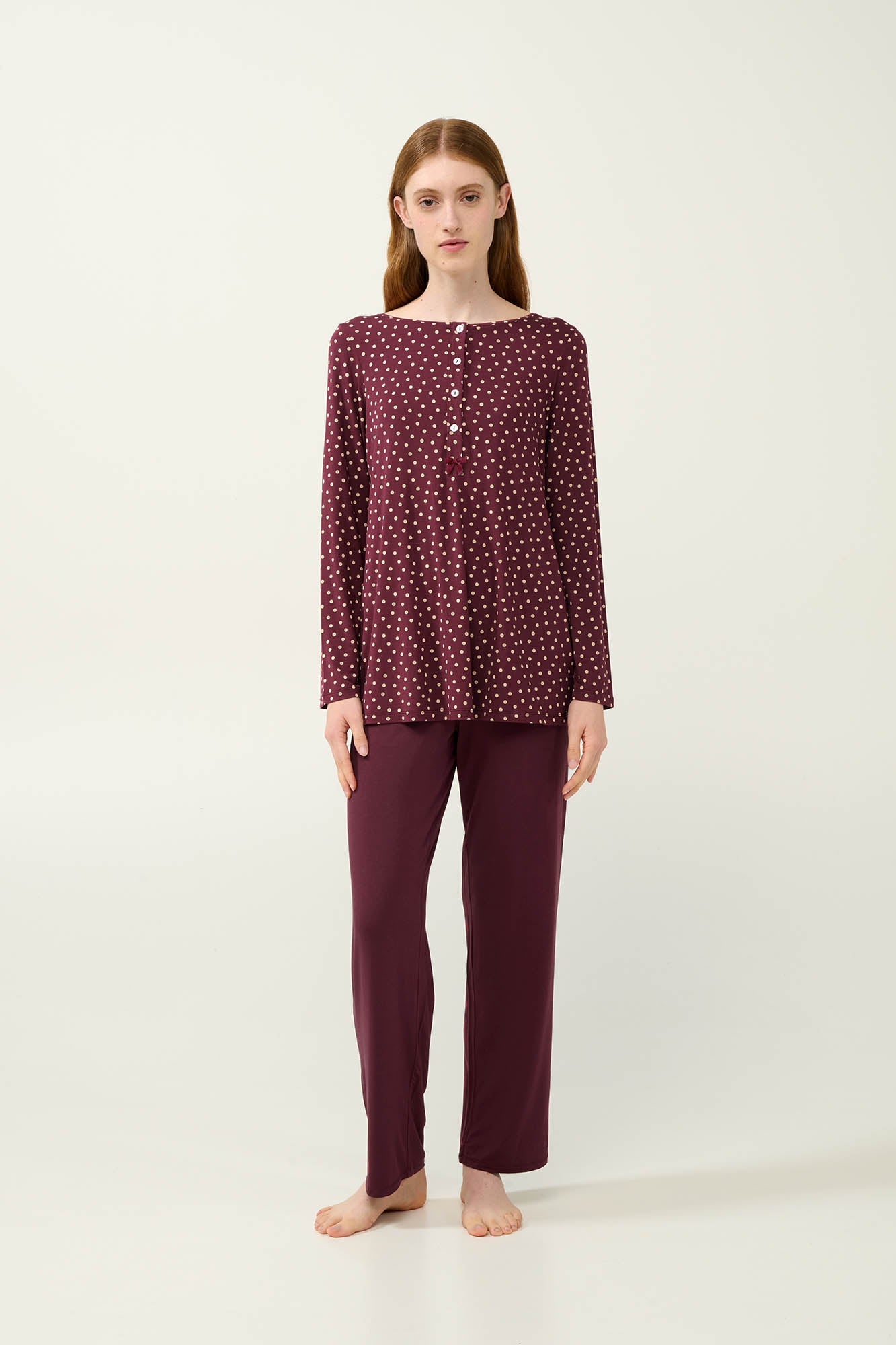 Vamp - Γυναικεία Πουά Πυτζάμα Micromodal με Πατιλέτα