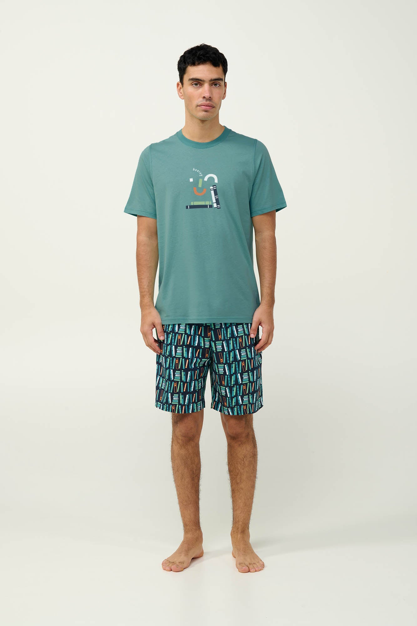 Vamp - Ανδρική Βαμβακερή Πυτζάμες με Κοντό Μανίκι