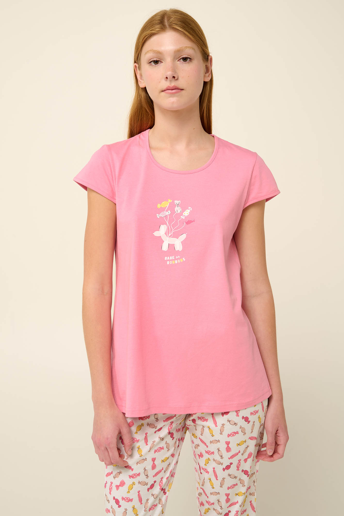 Vamp - Βαμβακερή Γυναικεία Πυτζάμα με Κάπρι Παντελόνι