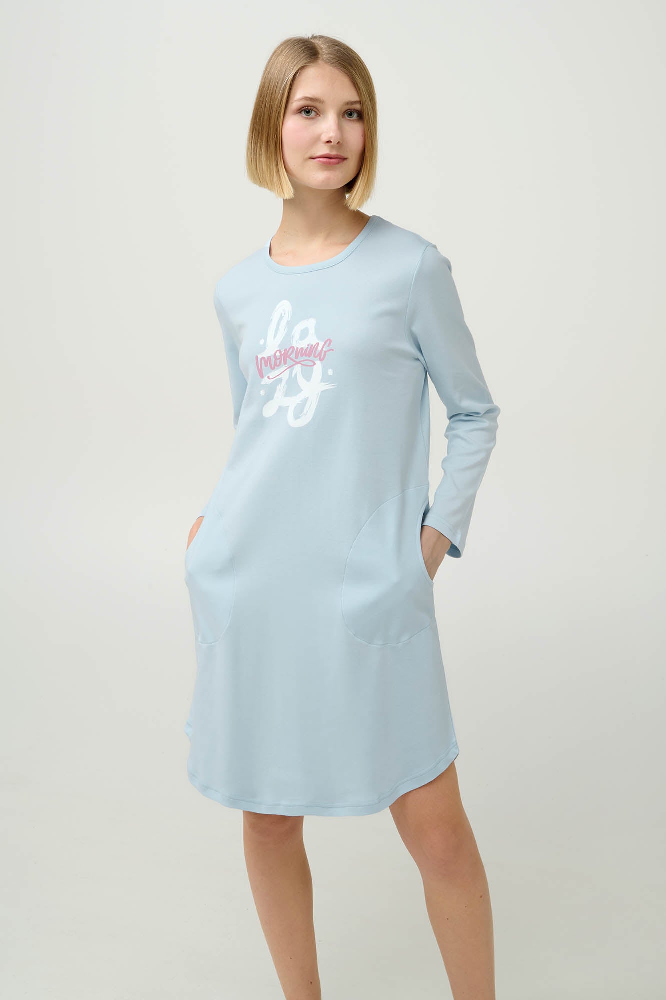 Vamp - Γυναικείο Βαμβακερό Νυχτικό με Τσέπες