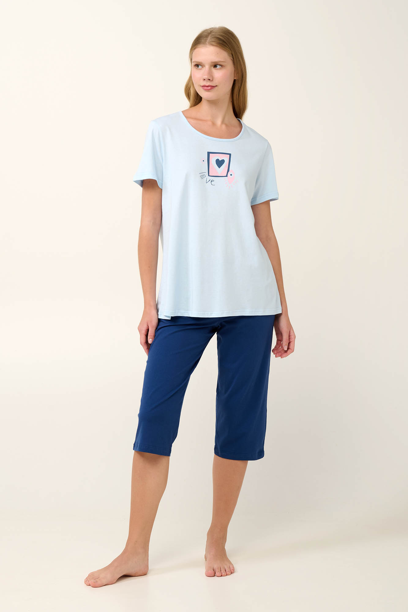 Vamp - Βαμβακερή Γυναικεία Πυτζάμα με Τύπωμα Καρδιές