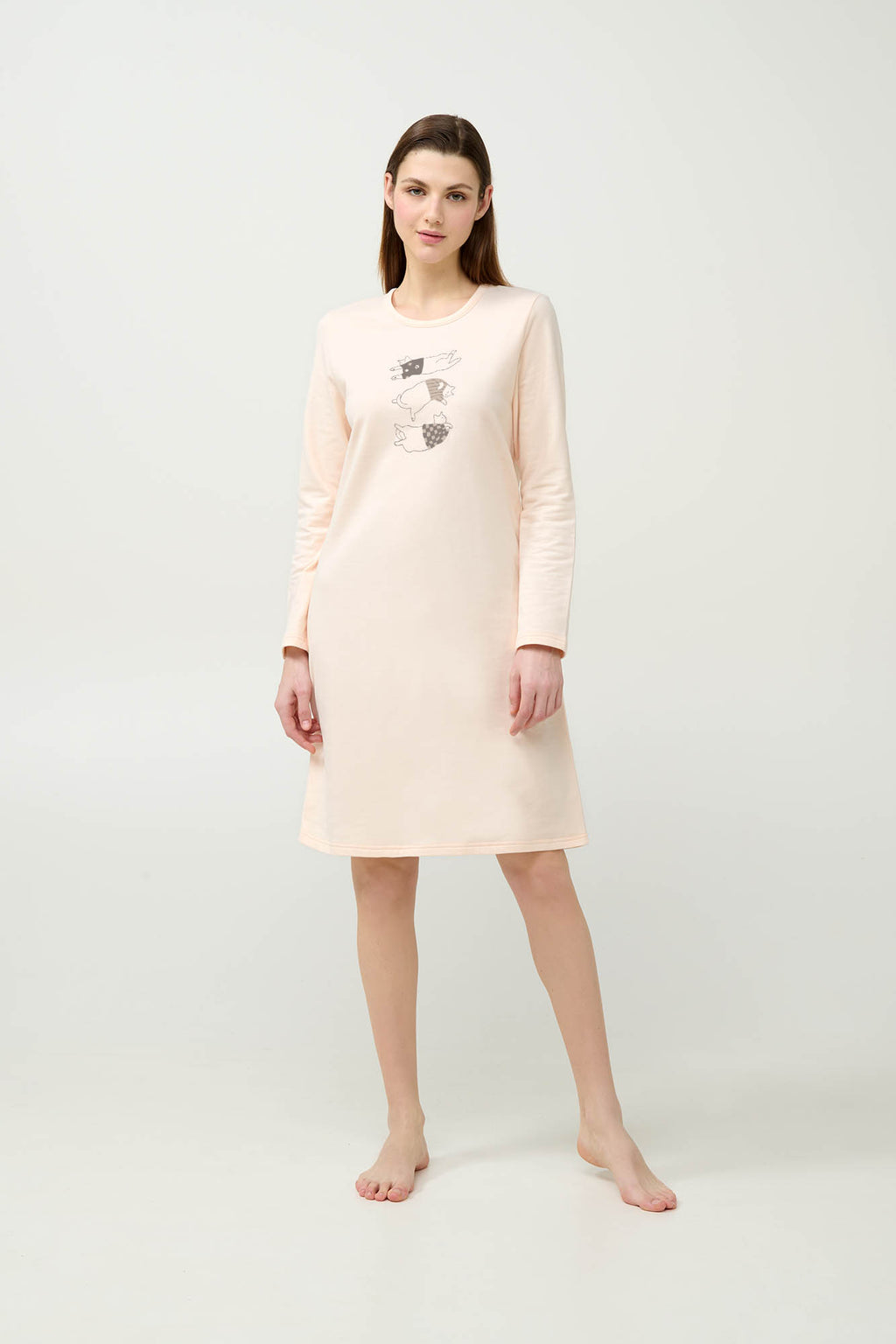 Vamp - Χειμερινό Βαμβακερό Φούτερ Νυχτικό