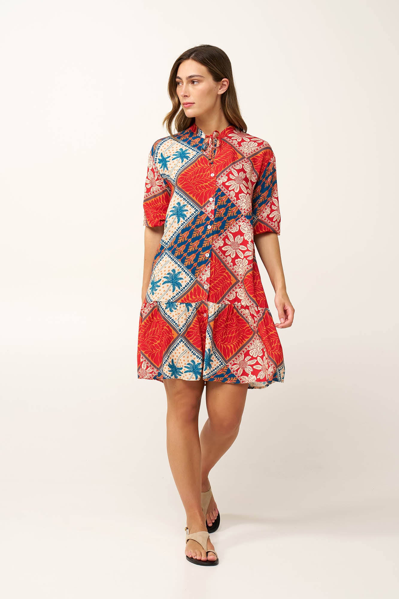 Vamp - Καλοκαιρινό Κουμπωτό Φόρεμα από Ποπλίνα