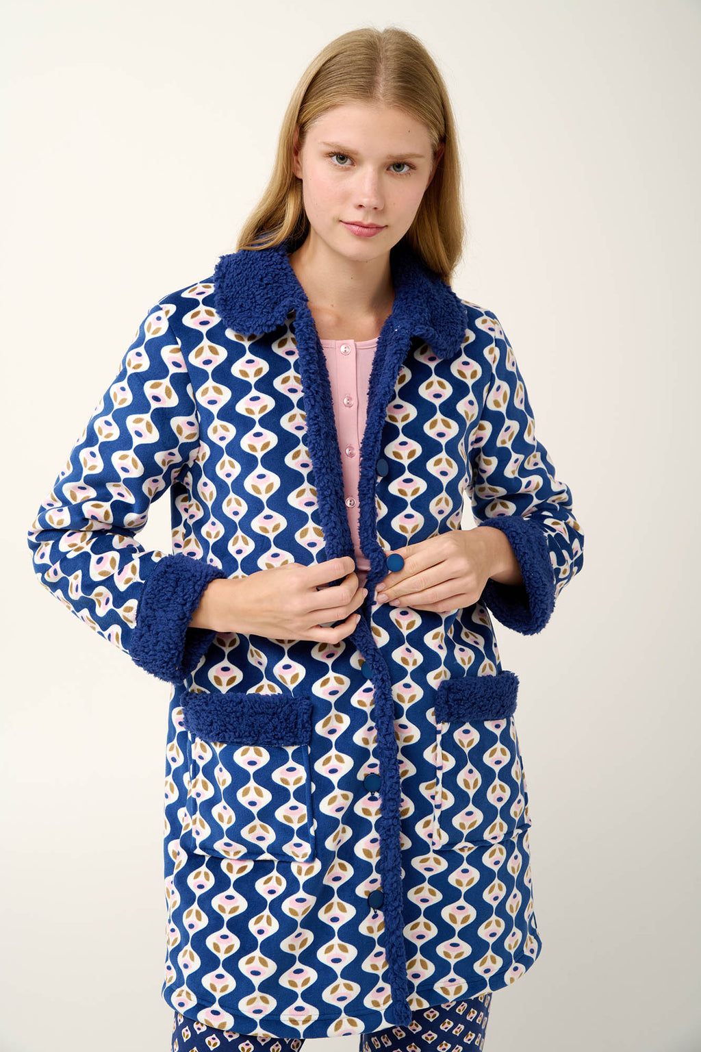 Vamp - Γυναικεία Ρόμπα Fleece με Κουμπιά