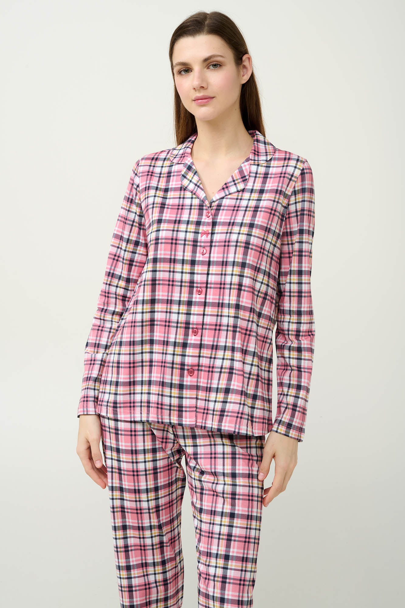 Vamp - Κουμπωτή Καρό Γυναικεία Πυτζάμα