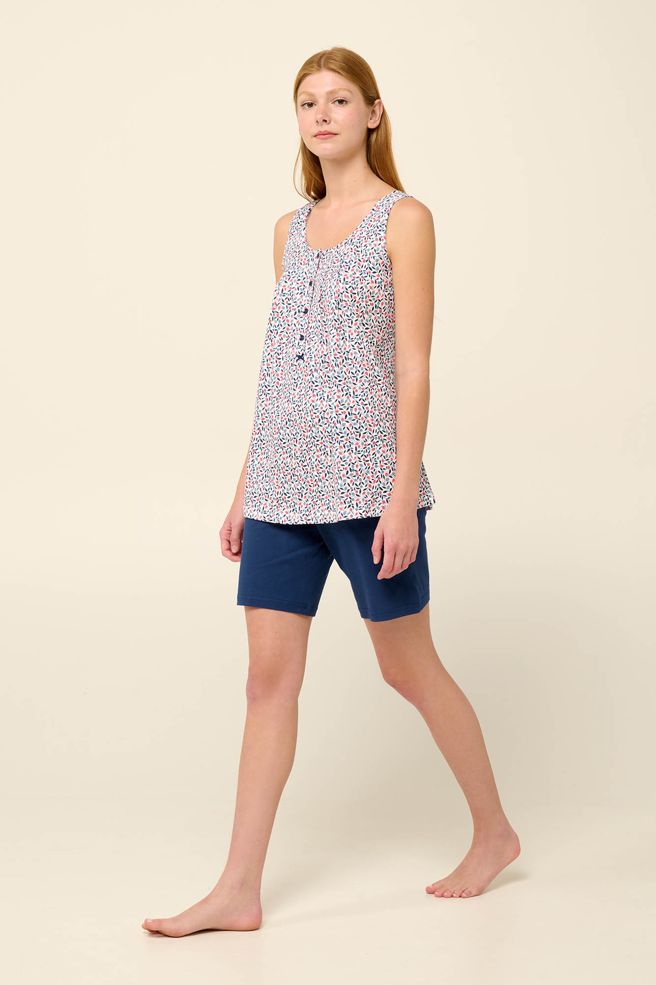 Vamp - Βαμβακερή Γυναικεία Πυτζάμα με Κοντό Παντελόνι