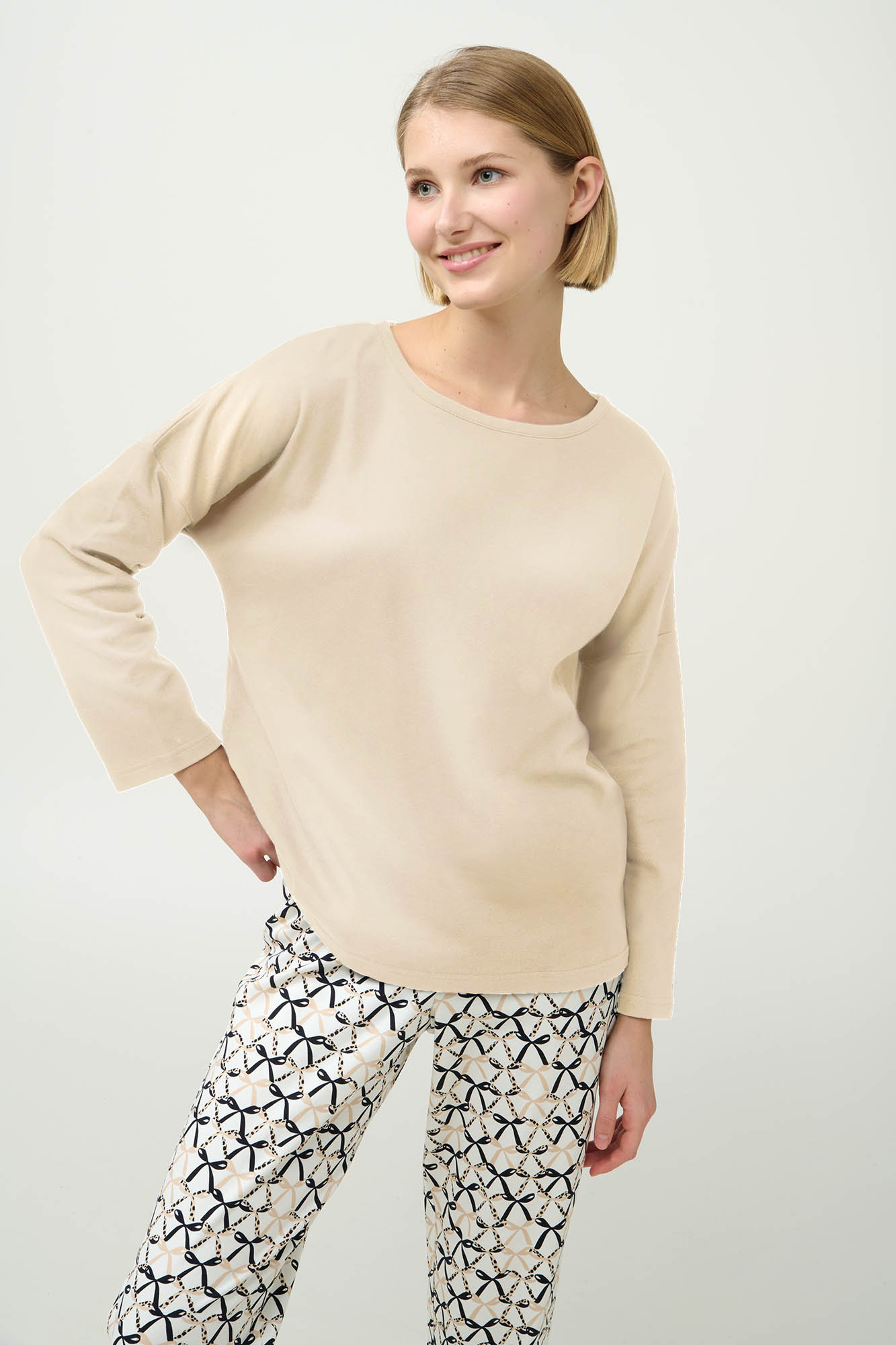 Vamp - Γυναικεία Βαμβακερή Πυτζάμα με Μανσέτες