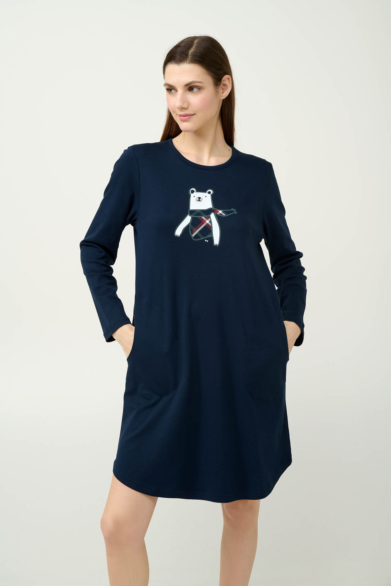 Vamp - Βαμβακερό Νυχτικό με Τσέπες