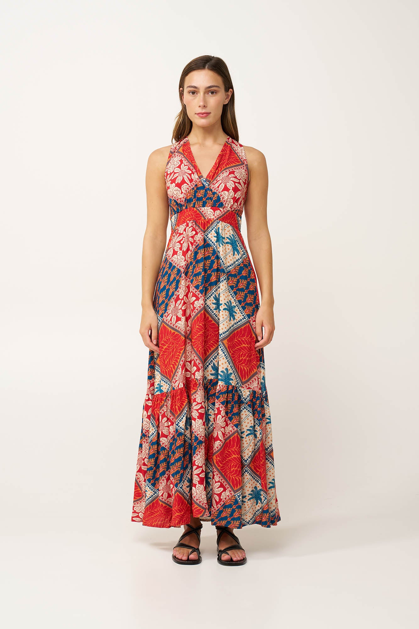 Vamp - Maxi Τροπικό Καλοκαιρινό Φόρεμα από Ποπλίνα