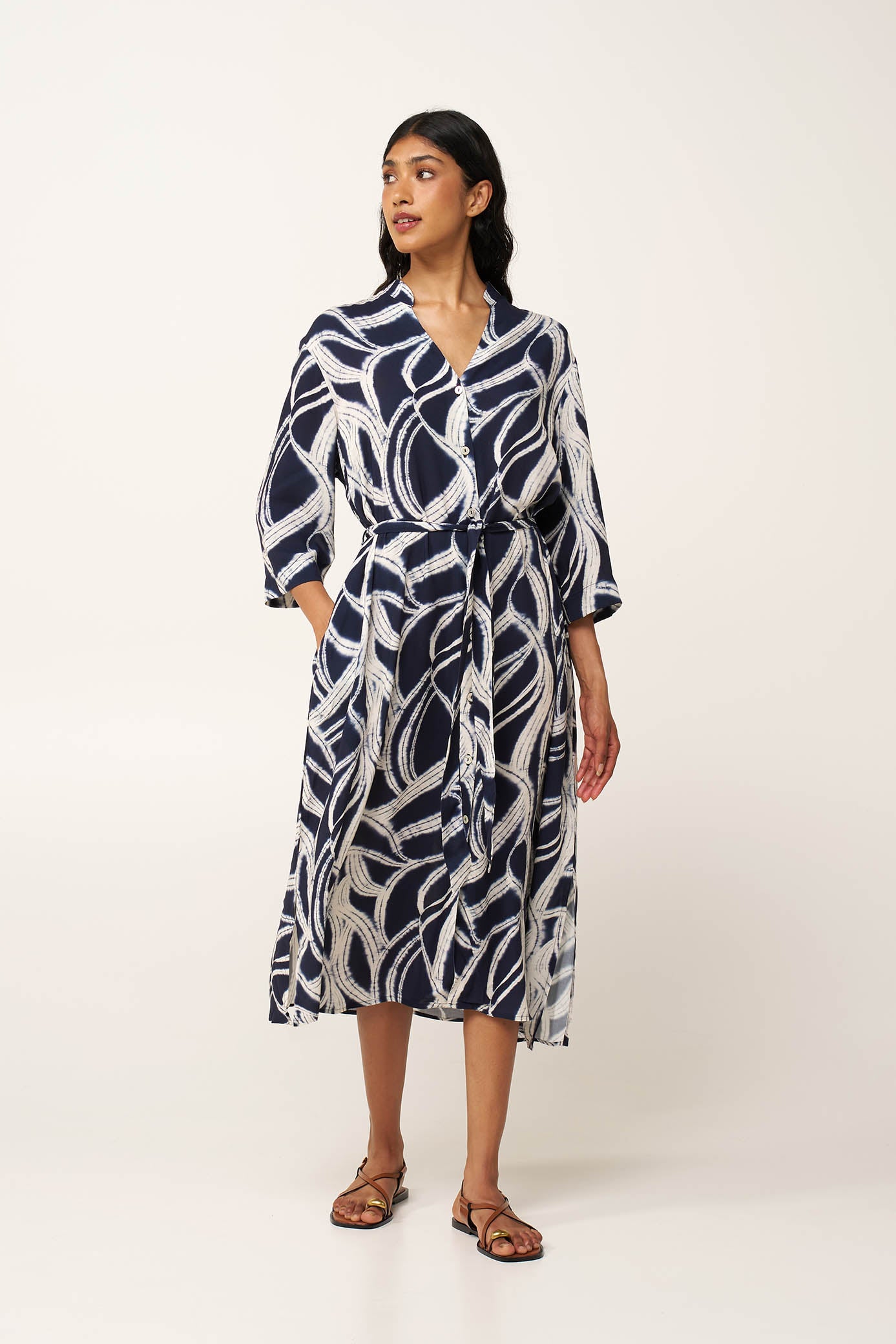 Vamp - Καλοκαιρινό Κουμπωτό Μακρύ Φόρεμα από ποπλίνα