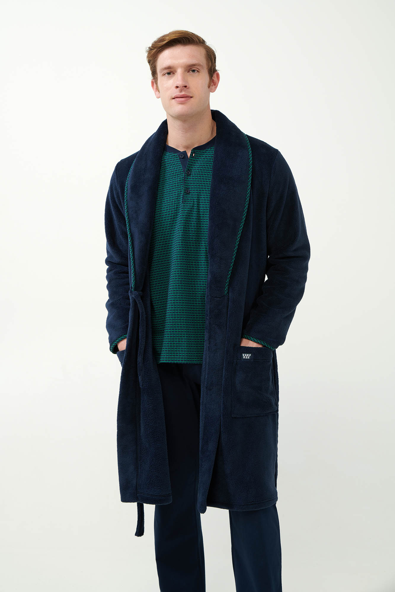 Vamp - Μακριά Σταυρωτή Fleece Ρόμπα