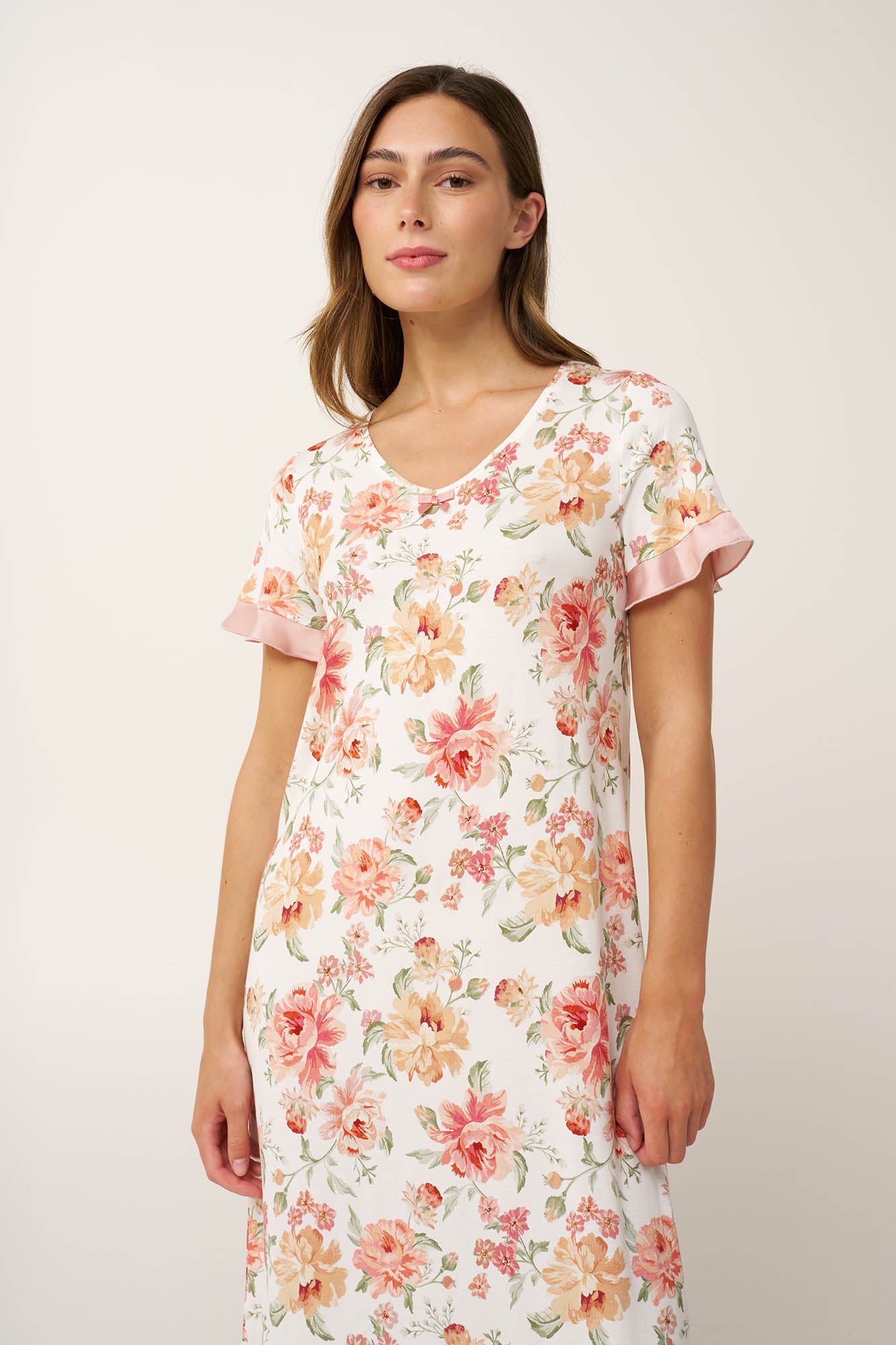 Vamp - Micromodal Μακρύ Φλοράλ Νυχτικό