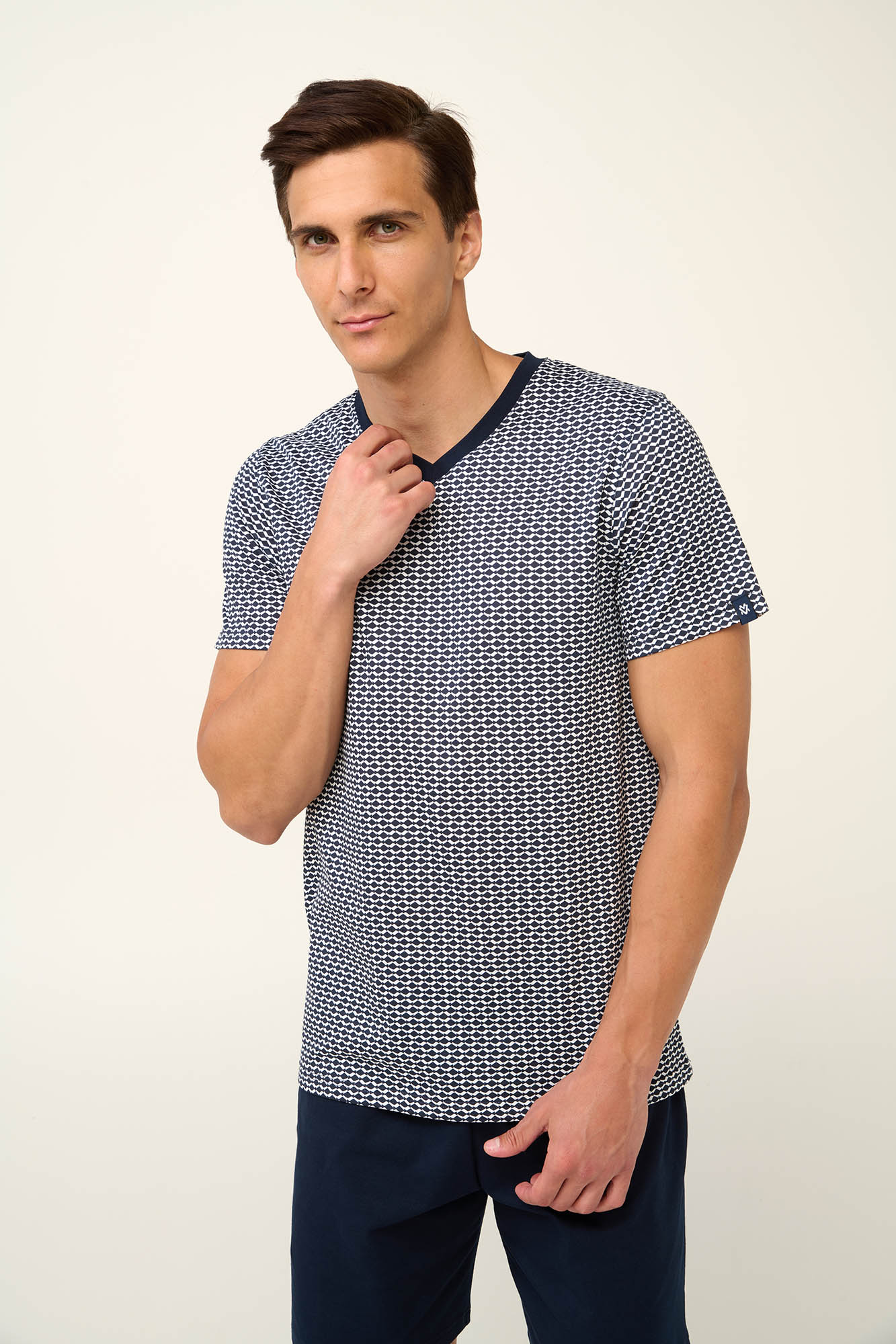 Vamp - Βαμβακερή Ανδρική Πυτζάμα με V Λαιμόκοψη