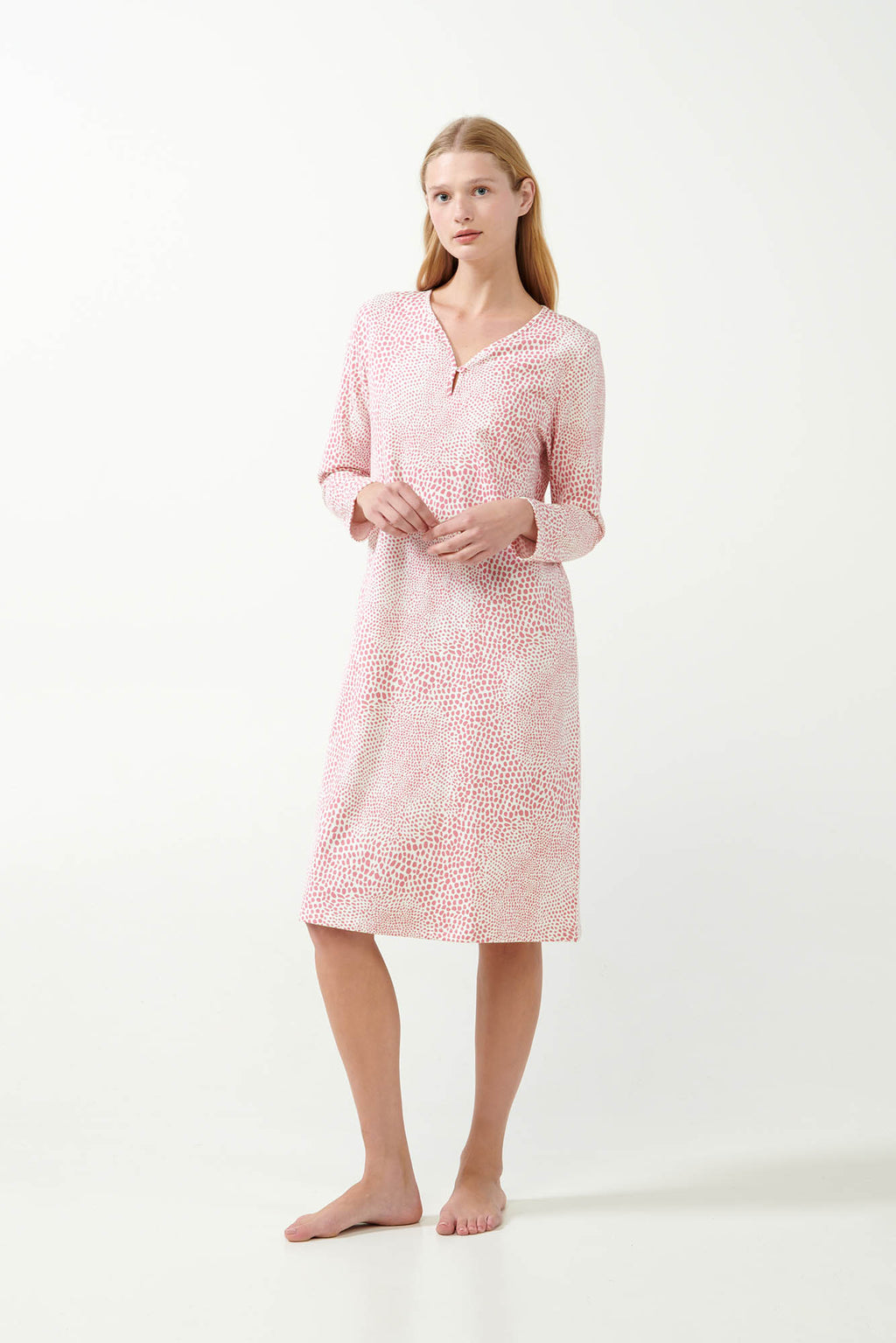 Vamp - Λεοπάρ Νυχτικό Φούτερ με V Λαιμόκοψη