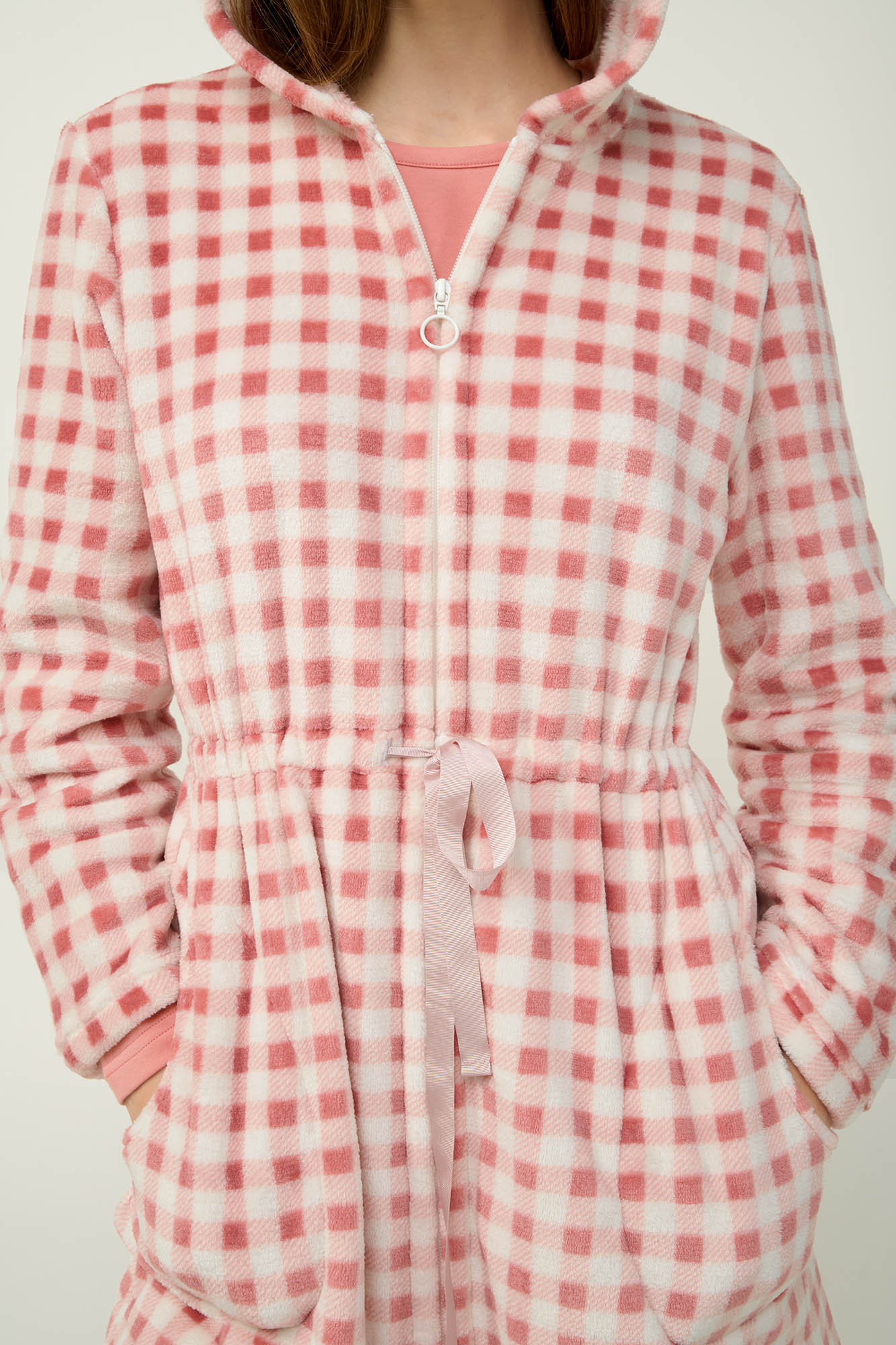 Vamp - Γυναικεία Fleece Ρόμπα με Κουκούλα