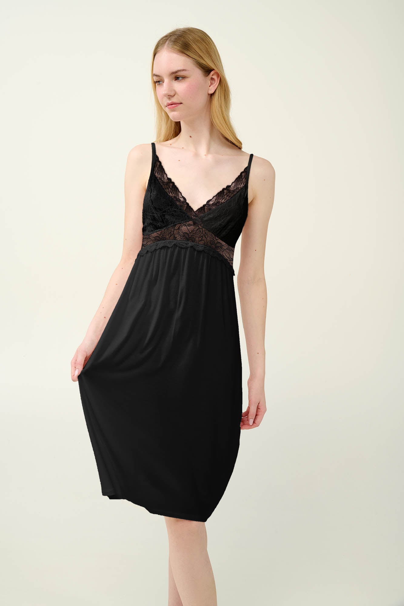 Vamp - Νυχτικό Micromodal με Δαντέλα