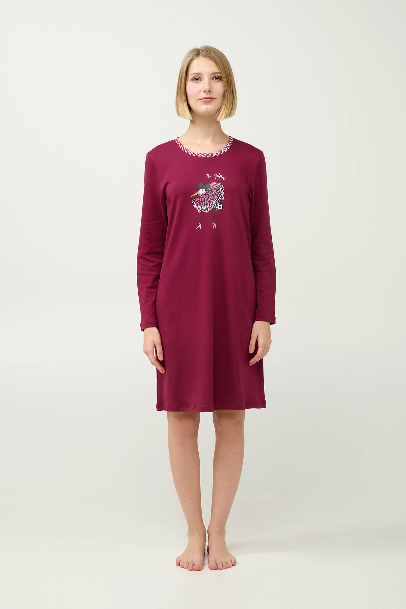 Vamp - Βαμβακερό Γυναικείο Νυχτικό με Τύπωμα