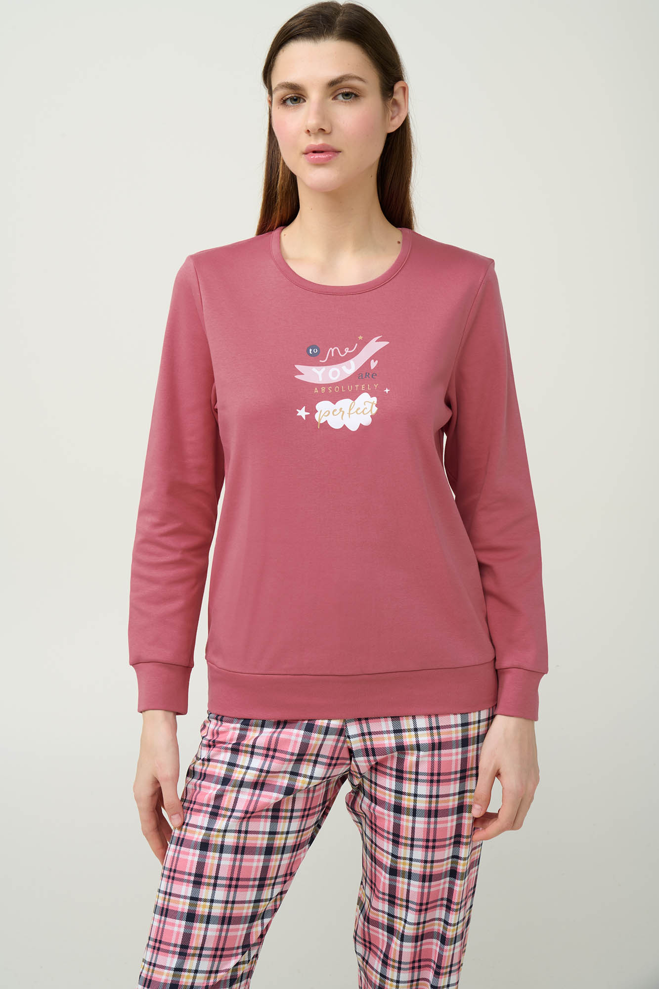 Vamp - Βαμβακερή Γυναικεία Πυτζάμα με Μανσέτες